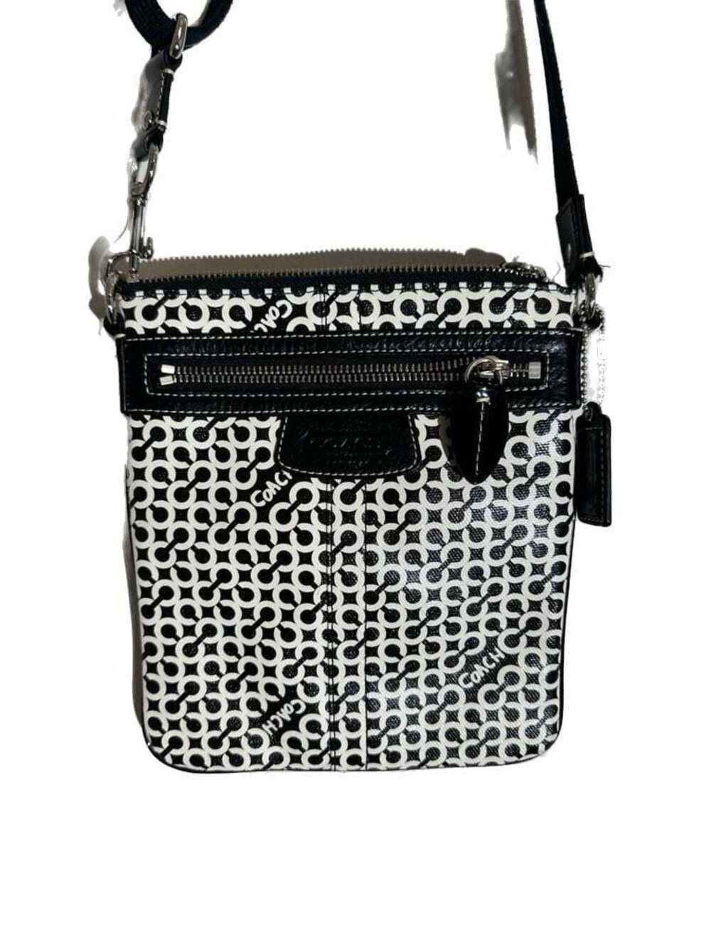 Coach Op Art Black and White Crossbody Bag 10867